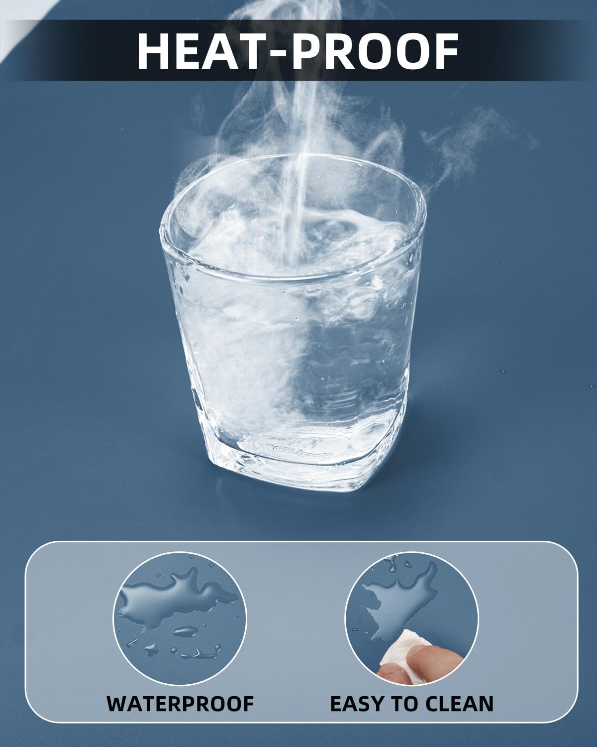 Leather Desk Pad Protector, Large Desk Mat, Mouse Pad, Non-Slip PU Leather Desk Blotter,Desk Cover mat,Desk mat for Keyboard and Mouse,Mat for Office&Home (Grey Blue, 48" x 17")