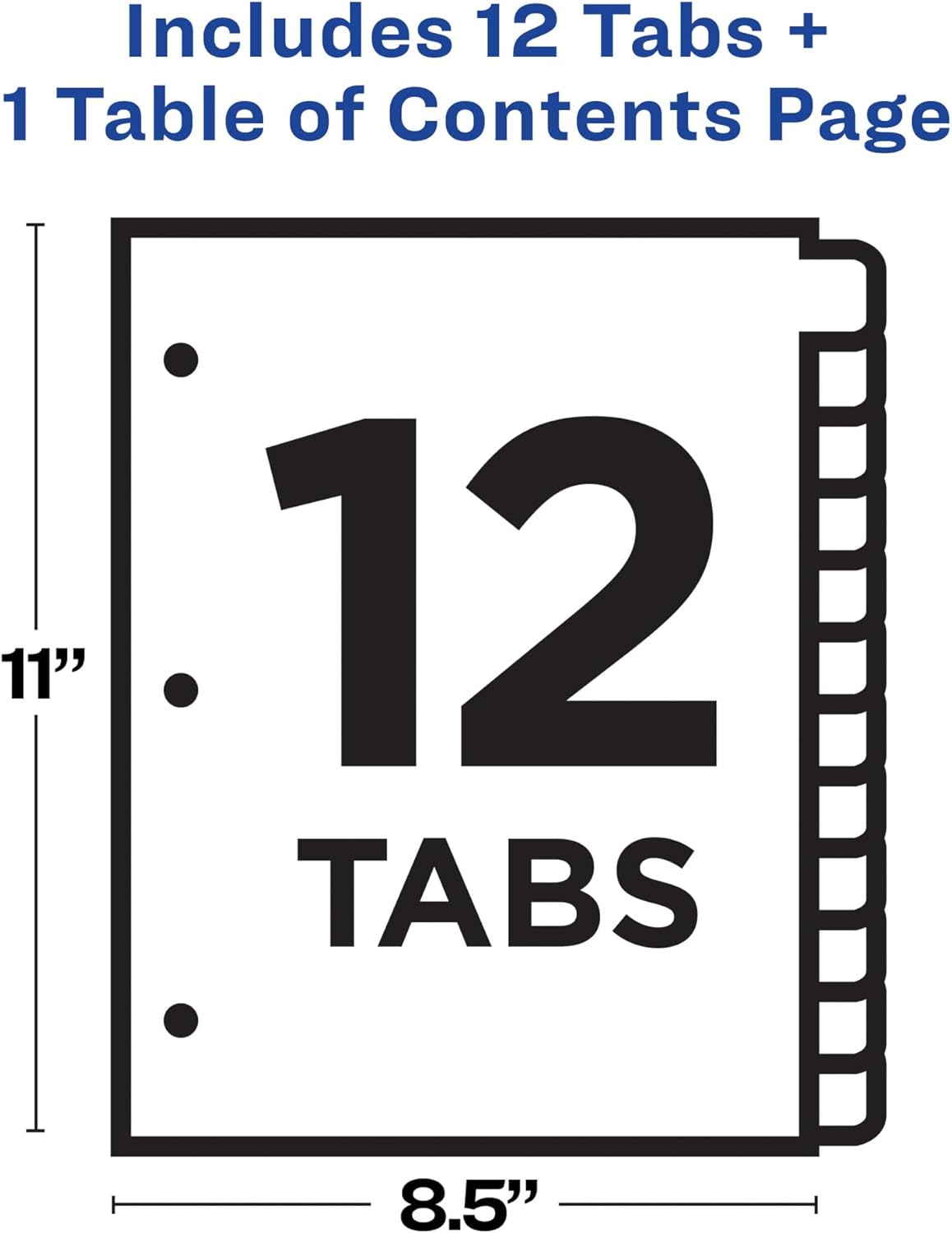 Avery Dividers for 3 Ring Binders, 12 Tabs per Set, Customizable Table of Contents, Multicolor Tabs, Great for Organizing Reports, Projects, and More (11141)