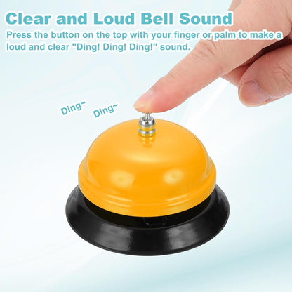 uxcell 2Pcs Desk Service Call Bell, 3.35 Inch Metal Dinner Service Bell Ring for Hotel Restaurant Reception Area and Wedding Party Events, Yellow