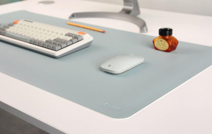 Dual-Sided Leather Desk Pad,Blotter for Laptop Computer,Mouse Pad,Writing,Drawing,Arts and Craft Mat (17"x24", Blue/Silver)