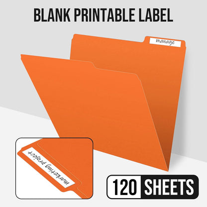 File Folders,IntoJoy 120 Pack Colored File Folder Letter Size, 1/3 Cut Tab Filing Folders for Office School Business File Document Organization,Orange