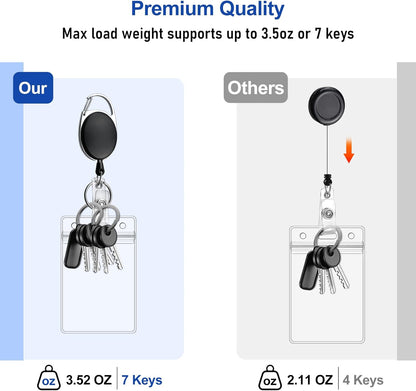 10 Pack Heavy Duty Retractable Badge Reel with Waterproof Vertical Name Badge ID Card Holders and Key Ring for Card Keychain Badge Holder