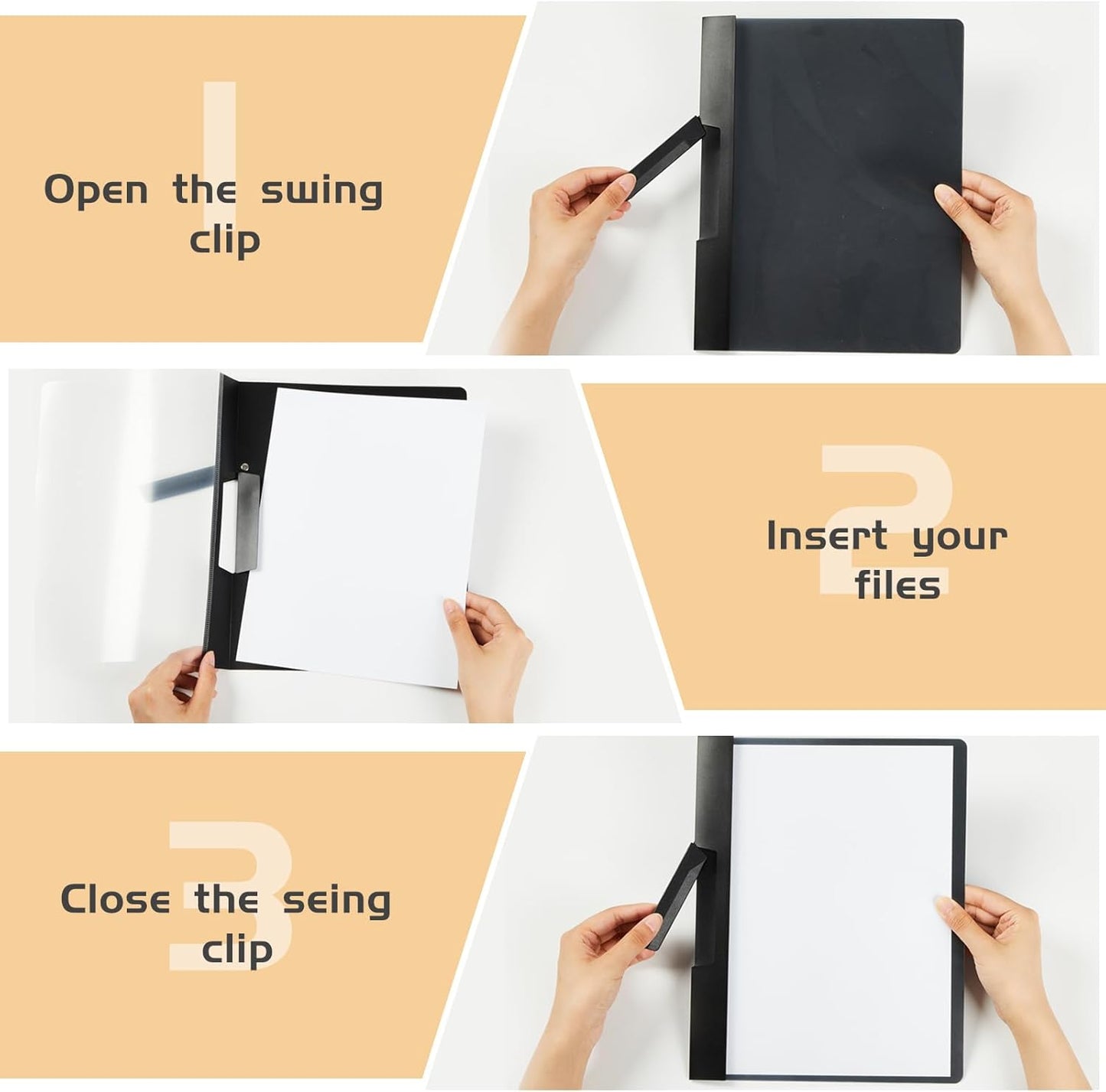 Maitys 25 Pack Clear Report Covers with Clip 11.4 x 9 Inch Presentation Folders Transparent Front Cover Portfolio Folder Resume Folder Interview Report Folders for Letter Size(Black)