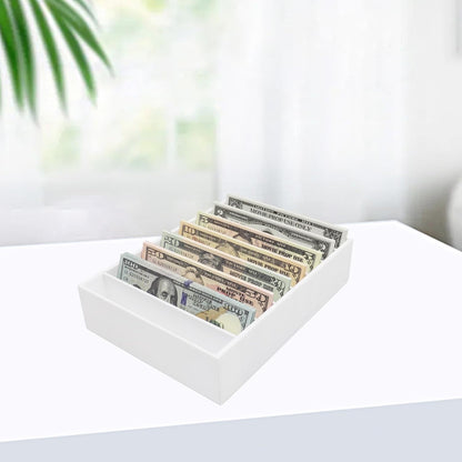 Money Organizer for Cash, 8 Compartment White Acrylic Money Holder, Cash Tray, Cash Box, Cash Organizer for Bills