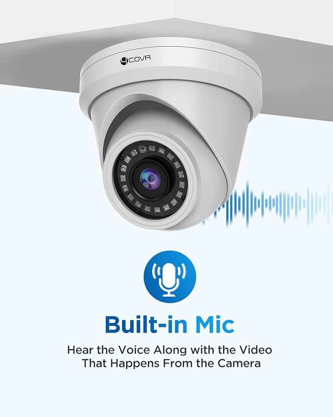 4COVR 4MP PoE Security IP Camera Outdoor IP67, Wired Surveillance Dome Camera with Smart AI Human/Vehicle Detection, 110° Wide View Angle 2.8mm Lens, 18Pcs IR LED 100ft Night Vision, LY97AX4MA