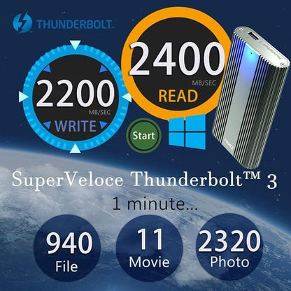 [Intel Certified 2TB Thunderbolt 3 External Portable SSD, Bus Powered, Read up to 2800MB/s, Write up to 2300MB/s, (Compatible with Thunderbolt 4 and USB 4 Devices) (2TB)