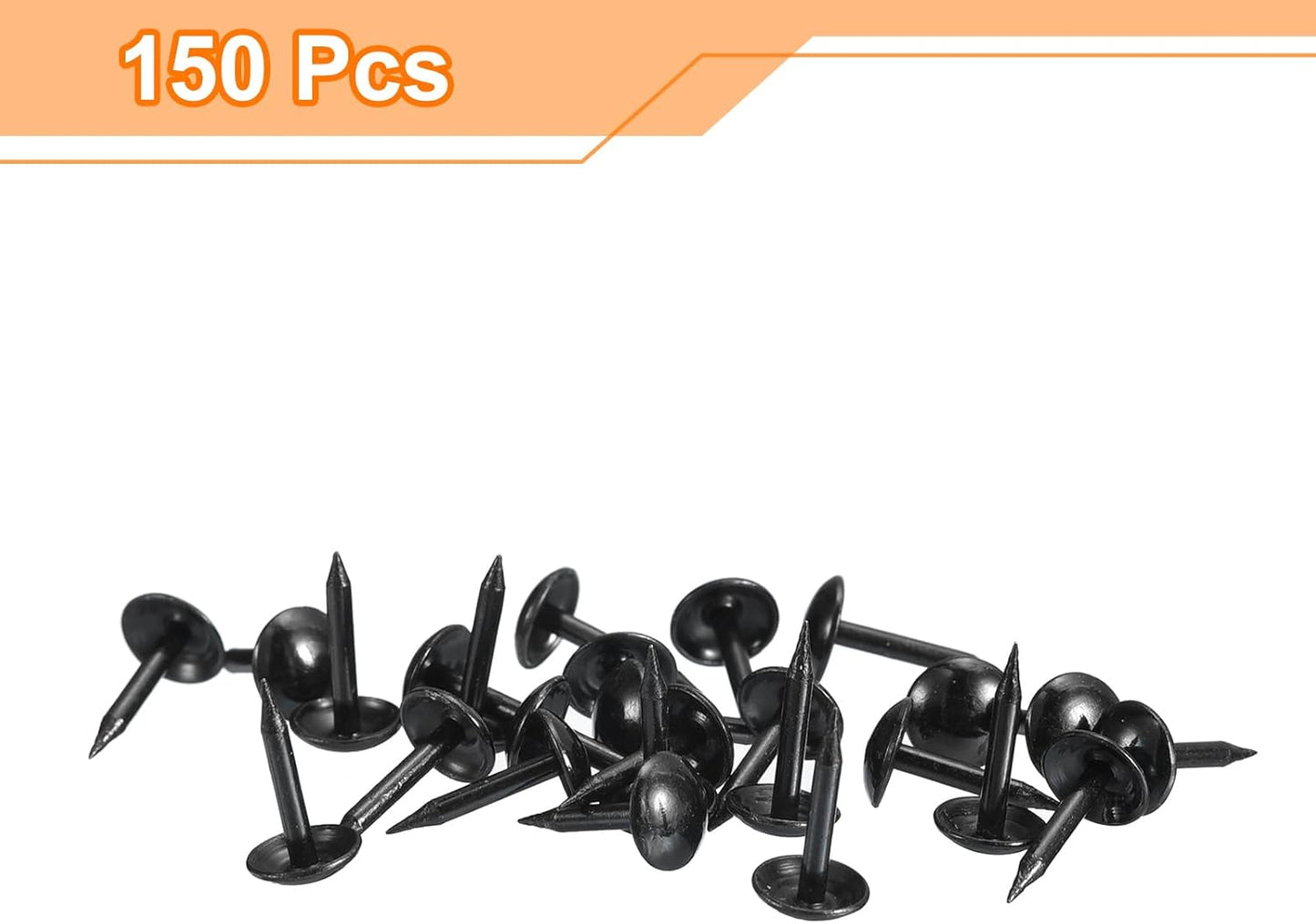 uxcell Upholstery Tacks Nail Pins Furniture, 150Pcs 7x13mm Thumb Tack Pins Assortment Kit Carbon Steel for Home Sofa DIY Decorative Nail Heads Nails, Black