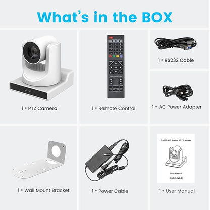 PTZ Camera,30X Optical Camera with IP Live Streaming with Simultaneous 3G-SDI and USB Video Output and Auto-Tracking/Zoom Video/POE/1080P Full HD,HDMI PTZ Camera for Conferences, Church, Teaching
