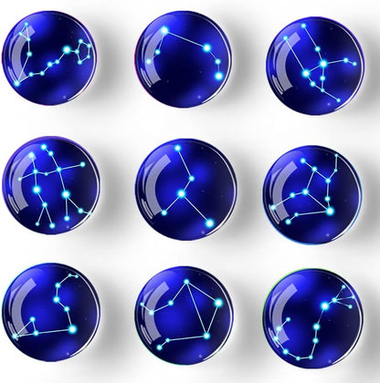 12Pcs Glass Strong Magnetic Refrigerator Magnet Fridge Sticker,Constellation Fridge Magnets Decoration for Crafts,Strong Fridge Magnets for Kitchen, School,Office Whiteboard, Cabinet and Dishwasher