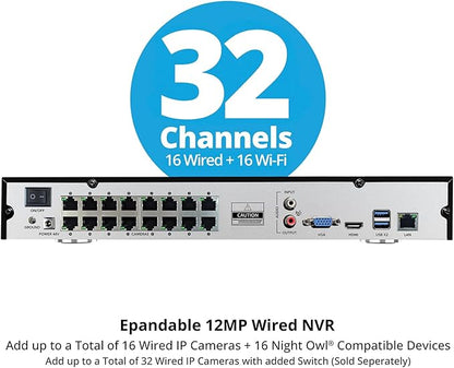 2-Way Audio 32 Channel 12MP NVR with 8TB HDD and 8 Wired IP 4K Deterrence Cameras - 4 Bullet 4 Dome