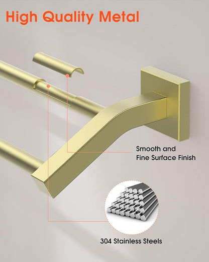 Alise Double Bath Towel Bars Towel Racks for Bathroom,Wall Mount Towel Holder Heavy Duty SUS304 Stainless Steel Towel Hanger Towel Rail,GK9700-G Golden Finish,28-Inch