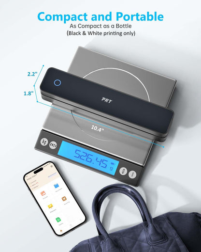 Inkless Portable Printer for Travel, Wireless Thermal Printer Support 8.5 x 11 Inch US Letter A4 B5, Bluetooth Mobile Printers with iOS, Android, Laptop for Home Use, Car, Office, School, Black