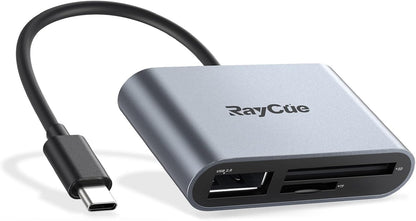 RayCue USB C SD Card Reader Adapter, Type C Micro SD TF Card Reader Adapter, 3 in-1 USB C to USB Camera Memory Card Reader Adapter for iPhone 15,New Pad Pro MacBook Pro/Air, and More UBC C Devices