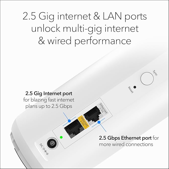 NETGEAR Orbi 370 Series Dual-Band WiFi 7 Mesh Network System for Home (RBE374) - Wireless Router + 3 Extenders, Security Features, 5 Gbps, Covers 8,000 sq.ft., 70 Devices, 2.5GB Internet Port, BE5000