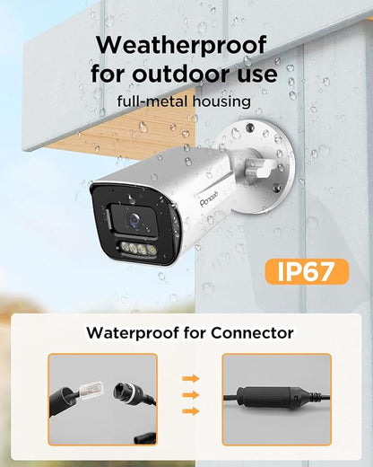 32 Channel Security Camera System, H.265 20pcs 5MP PoE IP Bullet Camera, Smart Color Night Vision, 2 Way Audio Talking, AI Human Detection, Remote Access, 4K 32 Channel NVR 8TB, PB65A2032-5MD