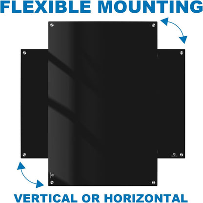 TSJ OFFICE Glass Dry-Erase Board - 48 x 32 Inches Wall Mounted Black Glass Magnetic Whiteboard, Large Frameless White Board for Office, Home & School