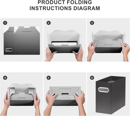 Oterri File Organizer, 4 Packs Small Storage Box, Cardboard File Folder Organizer, Collapsible File Box for Hanging File Folders Letter Size, Portable Filing Organizer with Handle (Gradient Dark Grey)