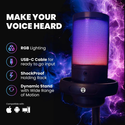 Live Streaming Kit- Perfect for Streaming Video Games on Twitch, YouTube, Podcasts and Working from Home. includes 1920x1080p Webcam, Professional USB Microphone, and One LED Multi-Color Light