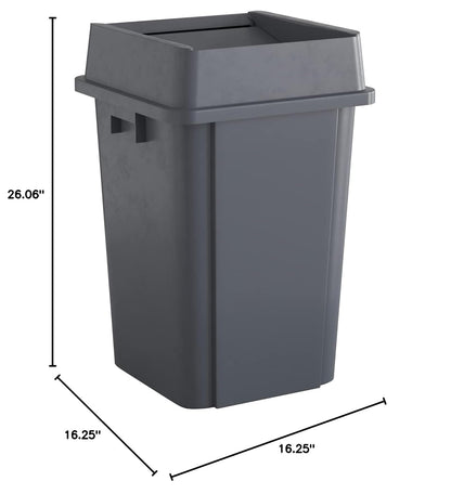 19 Gallon Grey Square Commercial Trash Can with Lid
