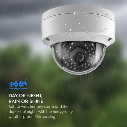 Real HD 8MP 4K PoE IP Security Camera Outdoor 98Ft IR Night Vision, 2.8mm Wide Angle 105° FOV, H.265, Waterproof IP66, Metal Housing Vandal Proof Dome IP Camera, NDAA Compliant