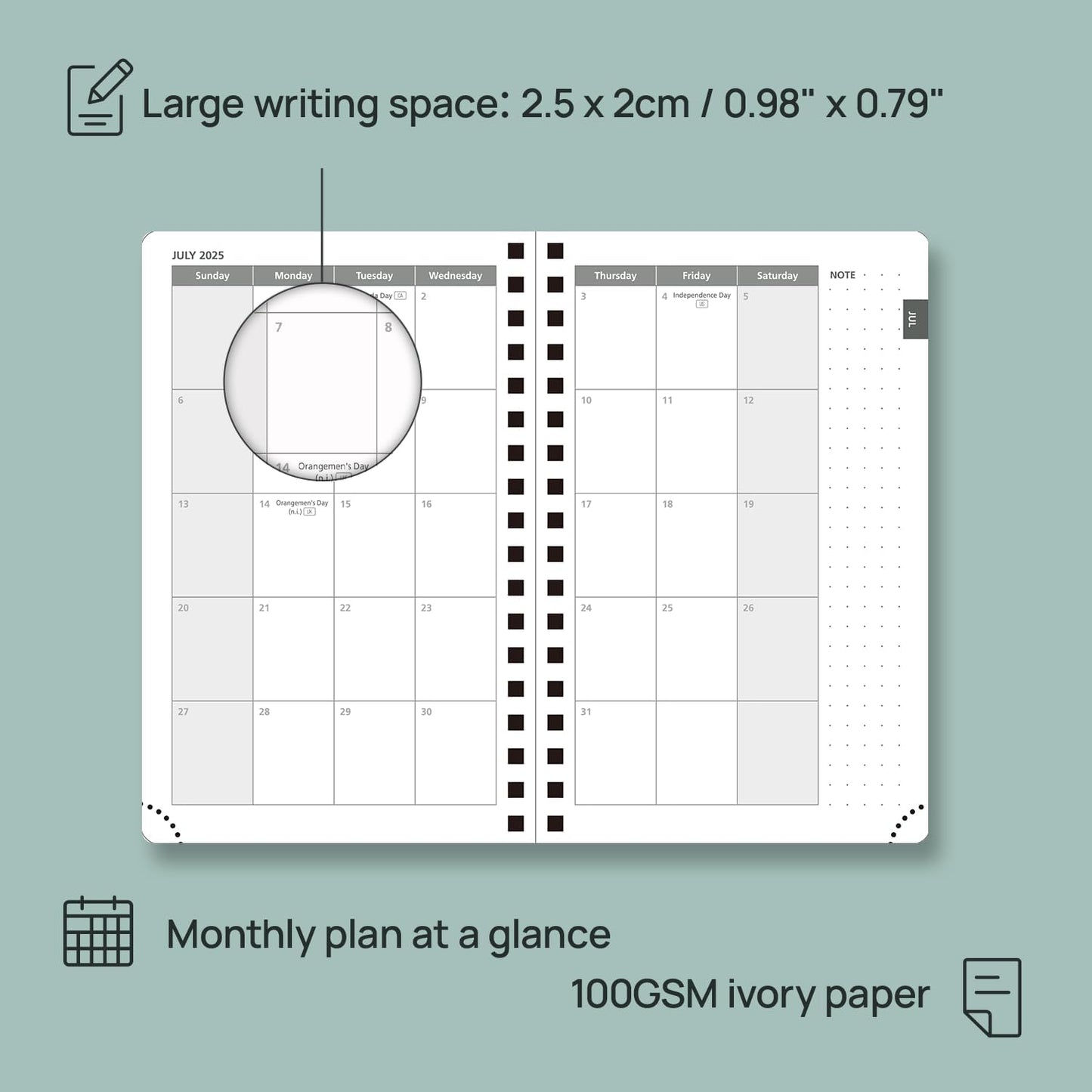 POPRUN Planner 2025-2026 Weekly Notebook (Pocket Size 4''x 6.25''), Small Academic Calendar for Purse with Spiral Soft Cover, Plastic Ruler, Inner Pocket, 100 GSM - Brown