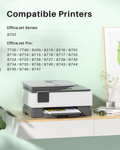 Compatible 952XL Ink Cartridges Combo Pack Replacement for 952 952XL 952 XL Ink Cartridges Color Use with Officejet Pro 8720 8702 8710 7740 7720 8725 8715 8210 8740 (4 Pack, BK/C/M/Y)