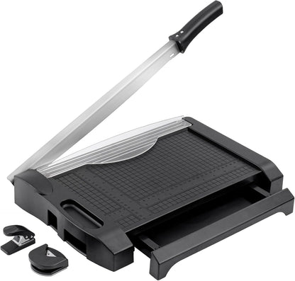 TIANSE Paper Cutter 3 in 1 Paper Trimmer Guillotine with Safety Blade Lock 5 to 10 Sheet Capacity Paper Cutting Board for Home Office School