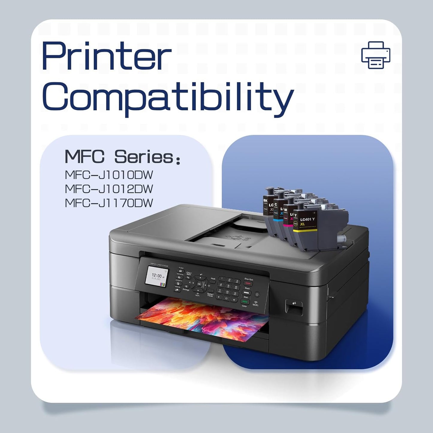 LC401XL LC401 High Yield MFC-J1010DW Ink Cartridges 8-Packs Compatible for Brother 401XL LC-401 Ink Cartridges Work with MFC-J1010DW J1170DW J1012DW J1800DW (2 Black, 2 Cyan, 2 Magenta, 2 Yellow)