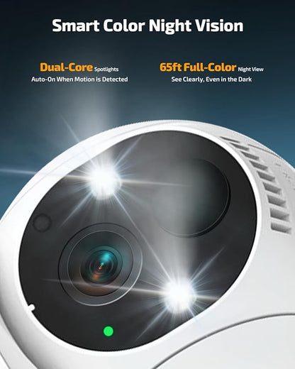 《100% Solar Powered & 2-Way Audio》Outdoor Wireless PTZ Camera System, 4MP Solar Powered Battery Cameras,Home Video Surveillance, Surveillance DVR Kits