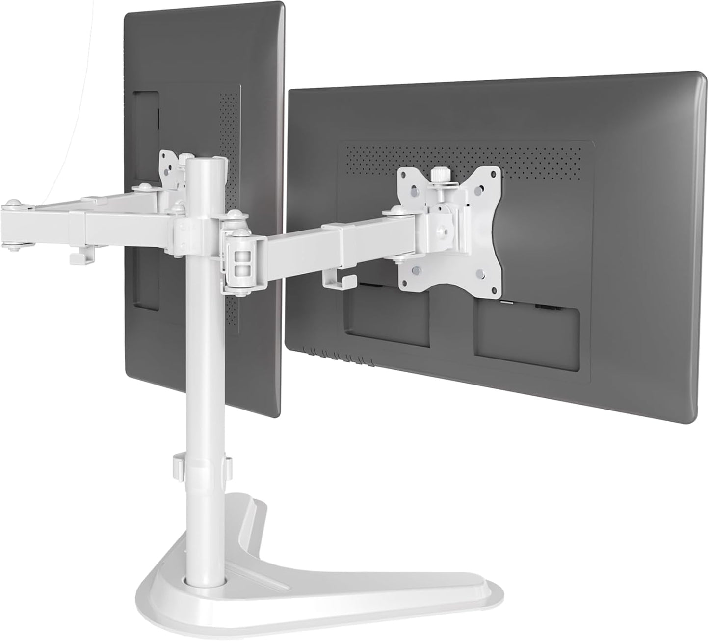 Claiks Dual Monitor Mount, Ergonomic Adjustable Monitor Arm for Max 32 inch Screens, Adjustable Computer Monitor Stand up to 40 lbs, VESA Mounting Holes 75&100mm, White
