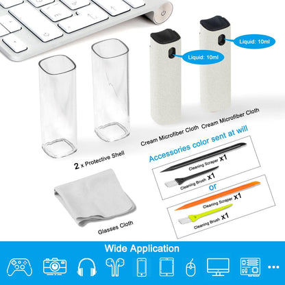 walrfid 2Pcs Car Screen Cleaner, Laptop Screen Cleaner Spray and Wipe, Electronic Computer Cleaning Kit for iPad, iPhone, Cellphone, Monitor, MacBook Pro, Car Display, Tablet, TV Flat Screens, Cream