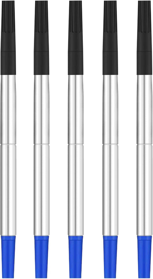 DunBong Quink Ink Rollerball, Compatible with Parker Rollerball Pens, 0.7mm Medium Point Blue Ink Refill Pack of 5, Replaceable Gel Ink Pen Refills, Smooth Writing (Blue-0.7mm)