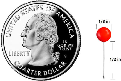 Yalis Push Pins Map Tacks 1/8-Inch Assorted Color Beads Head Map Marking Push Pins,500-count (Red)