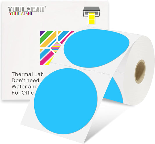 3 X 3 Inch Color Coding Dot Labels Circle Thermal Printable Waterproof 500 Pcs Round Stickers Adhesive Writable for Office, Home, Garage, DIY Sticker, Barcodes, Name Tag, Sky Blue