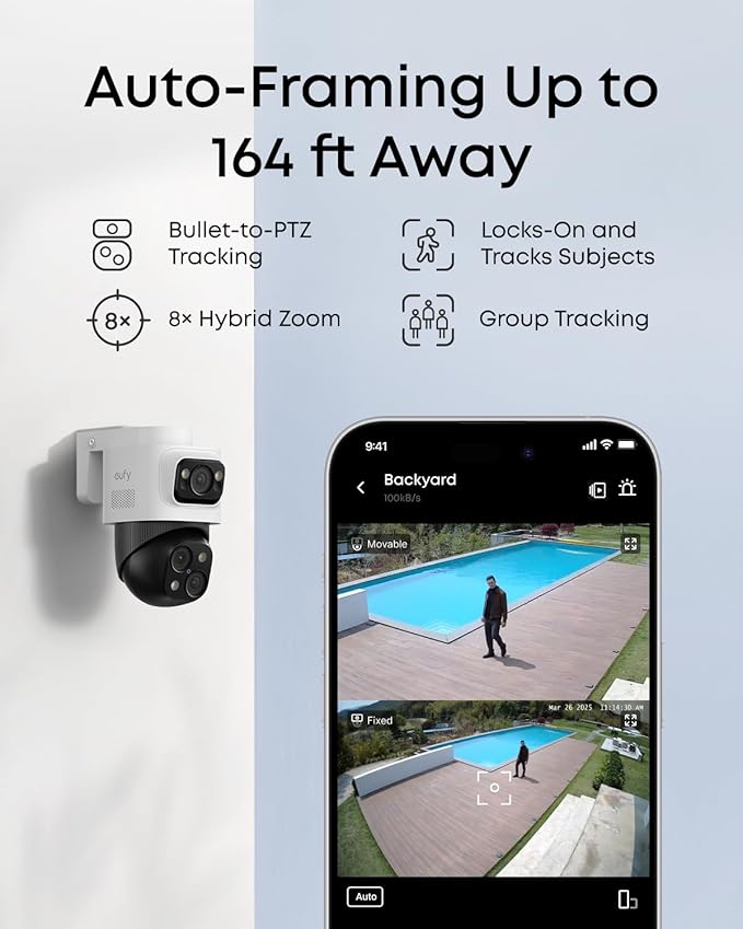 eufy PoE NVR Security Camera System S4, 24/7 Recording,Up to 16CH, 2TB HDD, 2 Bullet-PTZ Cams, 2 Bullet Cams, 360° PTZ, AI Auto Framing & Tracking, Smart Video Search, Color Night Vision