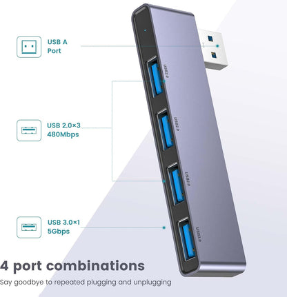 USB Hub 2Pack, Fidioto 4-Port USB Hub(1 * 3.0 Hub, 3 * 2.0 Hub) USB Splitter USB Expander for Laptop, Xbox, Flash Drive, HDD, Console, Printer, Camera,Keyborad, Mouse