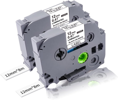 2PK TZe231 Label Maker Tapes Replacement for Brother P Touch Label Tape 12mm 0.47 Laminated White TZe-231 TZ-231 Compatible with Brother PTD220 PTH110 PTD400 PTD600 PT1900/1910