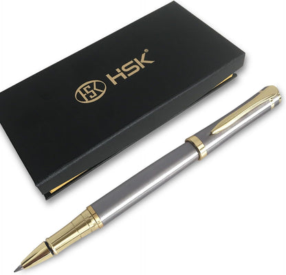 HSK Luxury Ballpoint Pens gift Pen Black Refill Line width 0.5mm,Best Ball Pen Gift Set for Men & Women Professional Executive,Office,Nice Pens Classy Gift Box (Silver)
