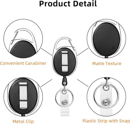 72 Pack Badge Reels Retractable Badge Holders with Clip Key Ring Liubeili Name ID Badge Clips Keychain for Nurse Doctor Employee Worker, Black