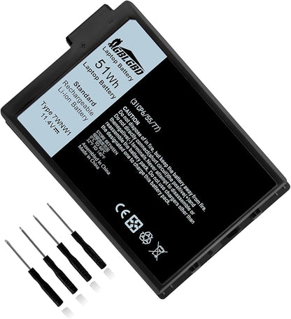 7WNW1 Replacement Battery for Dell Latitude 5420/5424/7424 Rugged Extreme Series, Dell P85G P86G P137G P137G001 P137G002 P85G001 P86G001 Series, (3-Cell Li-ion, 11.4V, 51Wh, 3900mAh)