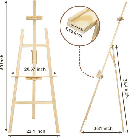 1Pcs Wooden Easel for Painting-Adjustable Easel Stand for Painting and Canvas, Holds Up to 42", Lightweight Pine Art Easel Stand, Large Easel for Painting for Beginners, and Artists