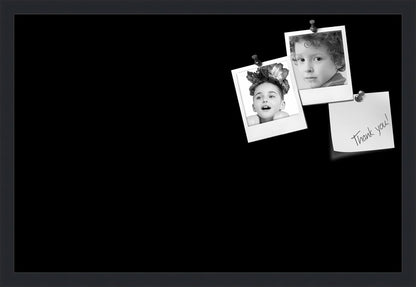 PinPix 27x18 Inch Cork Bulletin Board. This Decorative Framed Pin Board Comes with Solid Black Design and a Satin Black Frame. Ideal for Home Office Decor or Message Board (PinPix-622)