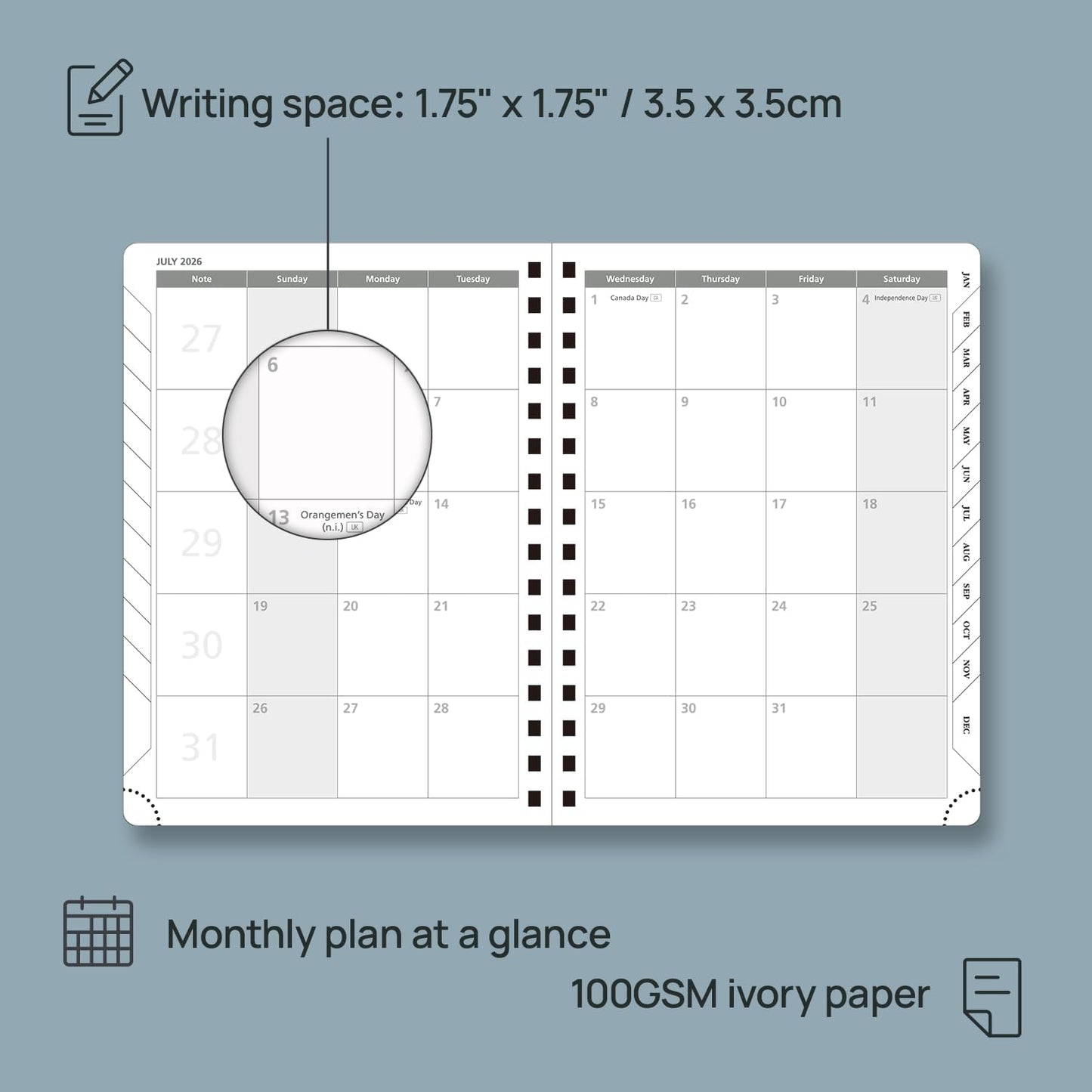POPRUN 2026 Planner (Medium Size 8.5'' x 6.25'' Wire-Bound Hard Cover) Daily Weekly and Monthly Calendar - Agenda 2026 (Jan.2026-Dec.2026) with Hourly Schedule, Monthly Tabs - Black