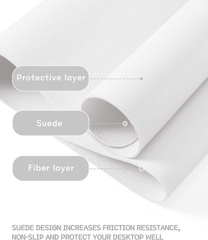 YSAGi Non-Slip Leather Desk Pad, Waterproof Laptop Computer Desk Keyboard Mat, Table Protector Blotter Mat, Large Mouse Pad for Office/Work/Home/Decor(White, 31.5" x 15.7")