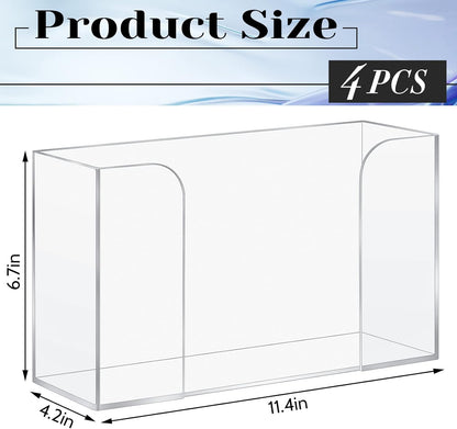 Deekin 4 Pcs Acrylic Paper Towel Dispenser Countertop Paper Towel Holder, Clear Trifold Guest Napkin Dispenser for Z-fold, C-fold or Multifold paper holder for Bathroom Toilet and Kitchen