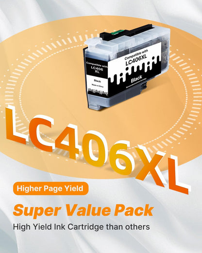 LC406 Ink Cartridges for Brother Printer Black Compatible for Brother LC406XL LC 406 XL 406 XL High Yield Ink Cartridges for Brother MFC-J4535DW MFC-J4335DW MFC-J5855DW MFC-J6555DW MFC-J6955DW, 1 Pack