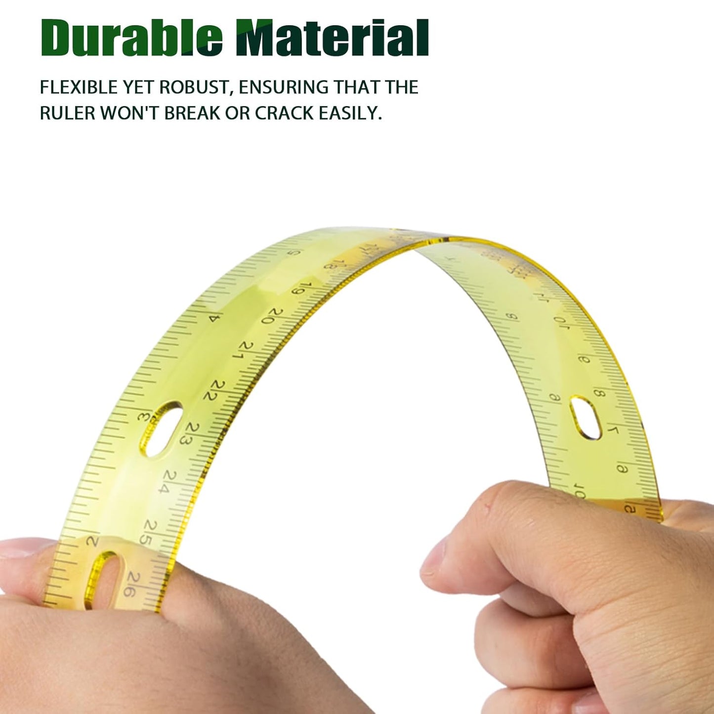 28 Pack Plastic Ruler 12 Inch Transparent Rulers - Metric Bulk for Kids School Office Classroom, Yellow