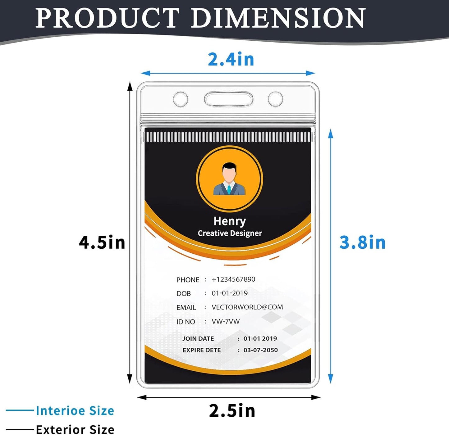 30 Pack ID Badge Holder - Vertical Badge Holder, 2.25" x 3.5" Clear Cards Holders for Lanyard, Plastic Sealable Waterproof, Name Tag Holder for Nurses, Office and School