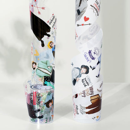 WT First Encounter Wide Washi Tape, Single Roll, Original Designs, Fashion Girls Decorative Tape, Modern Character Figures for Journaling, Bujo Planner Supplies, DIY Paper Tape