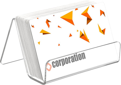 Hedume 12 Pack Business Card Holder for Desk, Office Acrylic Business Card Table Top Display Holders, Clear Name Card Holder Stand, Capacity: 50 Cards
